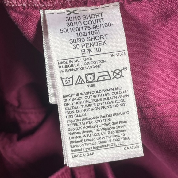 NEW Gap Pants Womens 10 30 short burgundy red corduroy cigarette skinny preppy - Picture 6 of 9